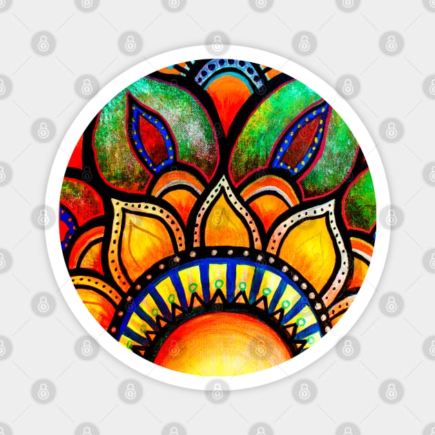 Sunburst Floral Mandala Magnet by Heartsake